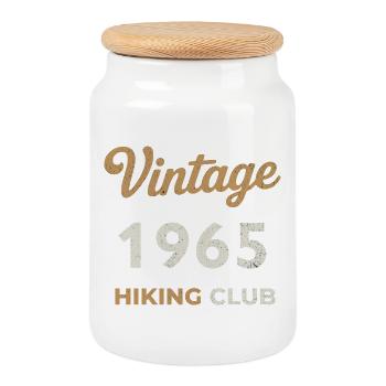 Vintage 1965 – Sailing Club Retro Birth Year - Cookie Jar with Wooden Lid - white - Front
