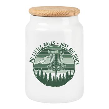 Pas de petites balles, juste de gros disques, drôle de disc golf - Boîte à biscuits avec couvercle en bois - blanc - Devant
