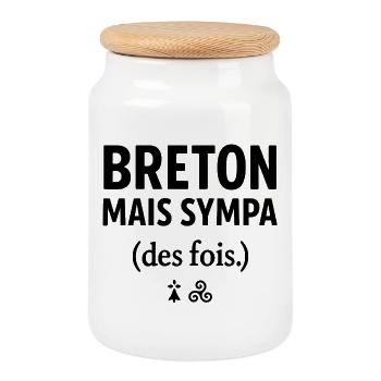 Bretagne drôle - Breton mais sympa des fois- - Boîte à biscuits avec couvercle en bois - blanc - Devant