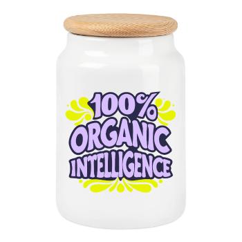 100 % organische Intelligenz, keine KI - Keksdose mit Holzdeckel - Weiß - Vorne