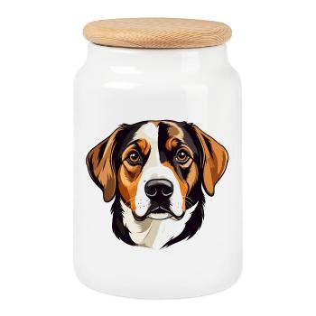 Beagle head vector illustration - Cookie Jar with Wooden Lid - white - Front