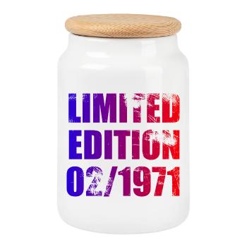 55th Birthday Limited Edition 02/1971 - Cookie Jar with Wooden Lid - white - Front