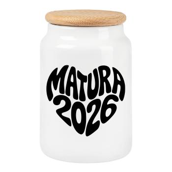 Matura 2026 Herz - Keksdose mit Holzdeckel - Weiß - Vorne