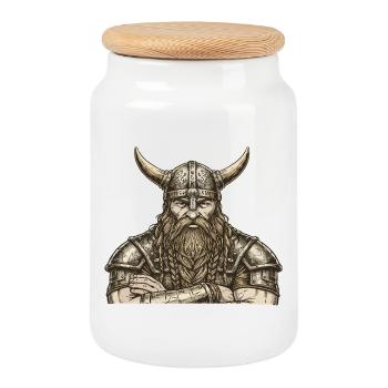 Wikinger Viking Legende Seemann Odin Rabe Kämpfer - Keksdose mit Holzdeckel - Weiß - Vorne