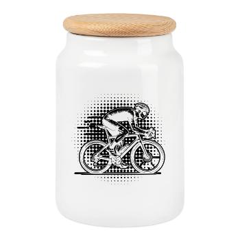 Kurz und klar Roadbike - Keksdose mit Holzdeckel - Weiß - Vorne
