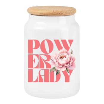 Power lady - Cookie Jar with Wooden Lid - white - Front