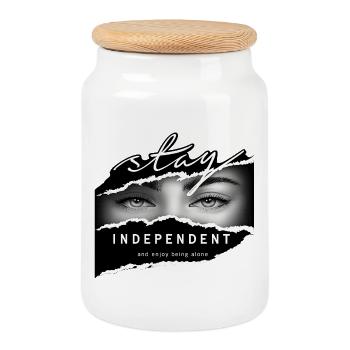 Stay Independent Eyes Streetwear Design - Cookie Jar with Wooden Lid - white - Front