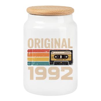 Originaler 1992er Retro-Geburtstag 1992 - Keksdose mit Holzdeckel - Weiß - Vorne