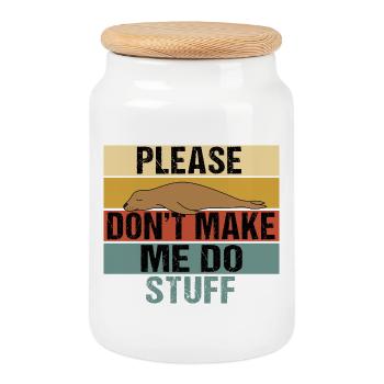 Bitte zwing mich nicht, Dinge zu machen, Seelöwen-Retro - Keksdose mit Holzdeckel - Weiß - Vorne