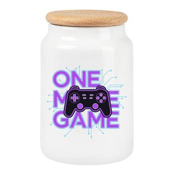 Ein Spielcontroller-Neon-Schaltkreis - Keksdose mit Holzdeckel - Weiß - Vorne