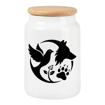 logoprotection animal - Boîte à biscuits avec couvercle en bois - blanc - Devant