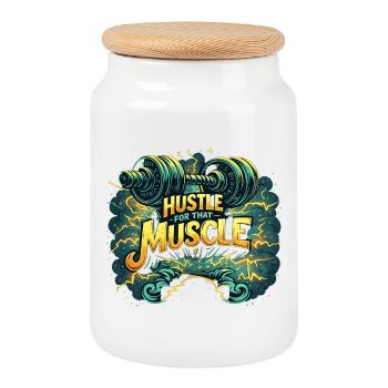 Effort pour la motivation de la salle de muscule Entraînement de fitness - Boîte à biscuits avec couvercle en bois - blanc - Devant