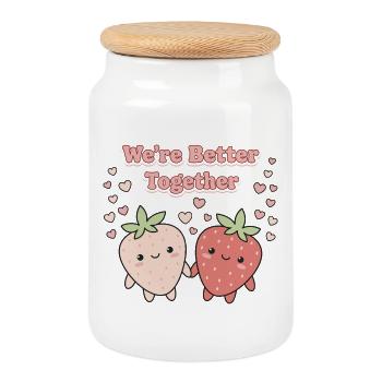 Ensemble, nous sommes meilleurs fraises - Boîte à biscuits avec couvercle en bois - blanc - Devant