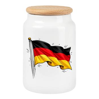 German flag - Cookie Jar with Wooden Lid - white - Front