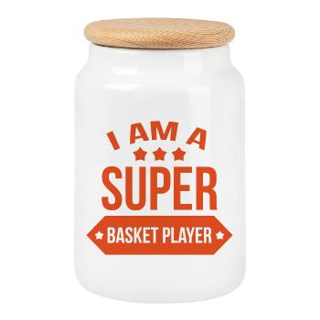 Super Basketball Player - Basketball - Cookie Jar with Wooden Lid - white - Front