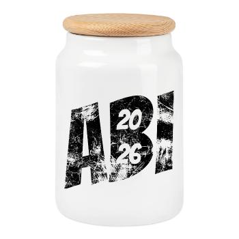 Abi 2026 - Abitur - Geschenk - Keksdose mit Holzdeckel - Weiß - Vorne