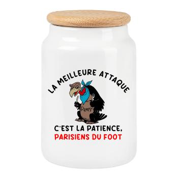 La_meilleure_attaque_c-est_la_patience_parisiens - Boîte à biscuits avec couvercle en bois - blanc - Devant