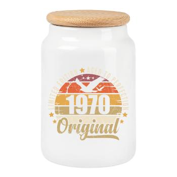 1970 Cadeau d'anniversaire 1970 Original 1970 - Boîte à biscuits avec couvercle en bois - blanc - Devant