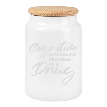 Cognitive Dissonance Is A Hell Of A Drug Spruch - Keksdose mit Holzdeckel - Weiß - Vorne