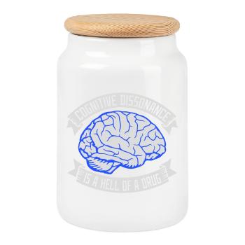 Cognitive Dissonance Is A Hell Of A Drug Spruch - Keksdose mit Holzdeckel - Weiß - Vorne
