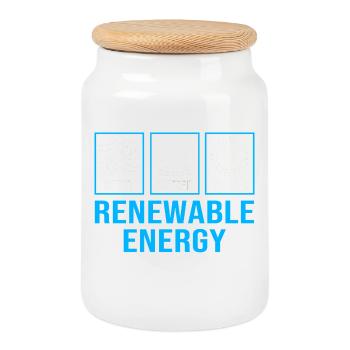 Renewable energies, solar cells, photovoltaics - Cookie Jar with Wooden Lid - white - Front