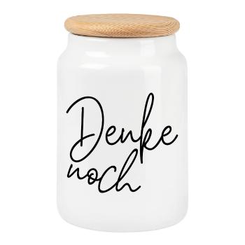 Still Thinking – Minimalist Humor Saying - Cookie Jar with Wooden Lid - white - Front