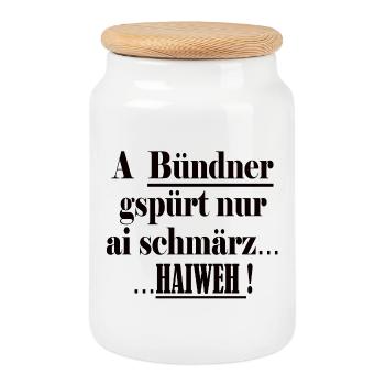 Graubünden only knows ai schmärz Haiweh - Cookie Jar with Wooden Lid - white - Front