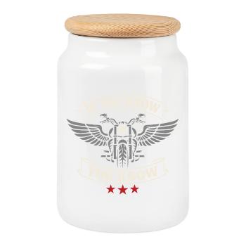 Why we ride motorcycles, - Cookie Jar with Wooden Lid - white - Front