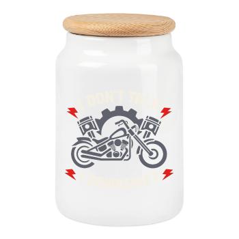 Warum Wir Motorrad Fahren, - Keksdose mit Holzdeckel - Weiß - Vorne