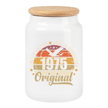 1975 Birthday Gift 1975 Original 1975 - Cookie Jar with Wooden Lid - white - Front