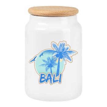 Urlaub Bali - Keksdose mit Holzdeckel - Weiß - Vorne