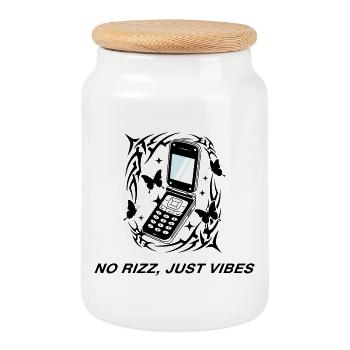 No Rizz Just Vibes Cell Phone - Cookie Jar with Wooden Lid - white - Front