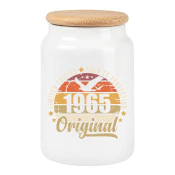 1965 Birthday Gift 1965 Original 1965 - Cookie Jar with Wooden Lid - white - Front