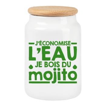 Mojito Humorous Phrase Humor Mojito Cocktail - Cookie Jar with Wooden Lid - white - Front