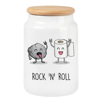Design de dessin animé rock 'n' roll drôle - Boîte à biscuits avec couvercle en bois - blanc - Devant
