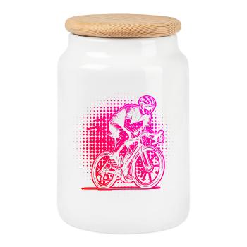 Road Bike Vibes pour vélo de route - Boîte à biscuits avec couvercle en bois - blanc - Devant