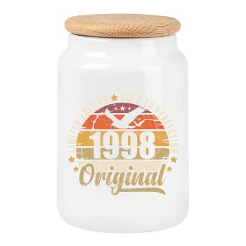 1998 Birthday Gift 1998 Original 1998 - Cookie Jar with Wooden Lid - white - Front