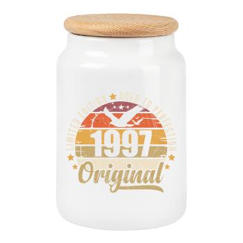 Geburtstagsgeschenk 1997 Original 1997 - Keksdose mit Holzdeckel - Weiß - Vorne