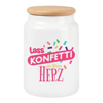 Laissez les confettis entrer dans votre cœur Fête Foraine - Boîte à biscuits avec couvercle en bois - blanc - Devant