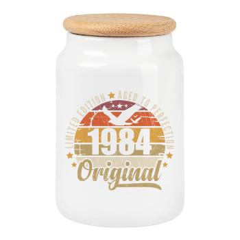 1984 Birthday Gift 1984 Original 1984 - Cookie Jar with Wooden Lid - white - Front