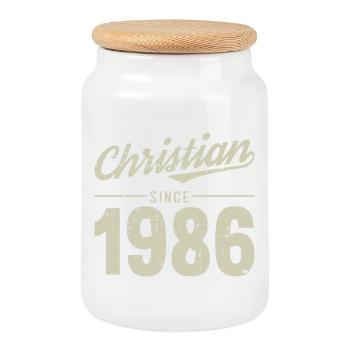 Le style chrétien depuis 1986 - Boîte à biscuits avec couvercle en bois - blanc - Devant