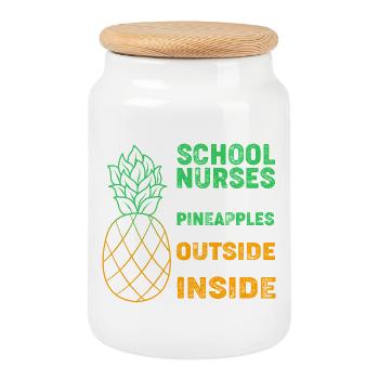 School Nurse Hospital Medicine - Cookie Jar with Wooden Lid - white - Front