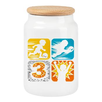 3e anniversaire Football Germany Boys - Boîte à biscuits avec couvercle en bois - blanc - Devant