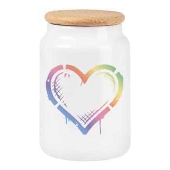 Herz Bunt Vintage - Keksdose mit Holzdeckel - Weiß - Vorne