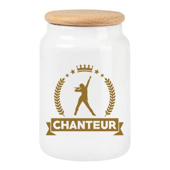 Chanteur – musique scène passion voix performance  - Boîte à biscuits avec couvercle en bois - blanc - Devant