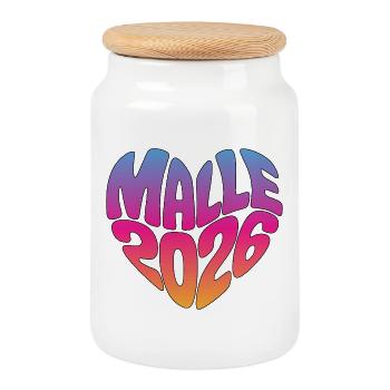 Malle Malle 2026 - Boîte à biscuits avec couvercle en bois - blanc - Devant