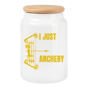 Archery - Cookie Jar with Wooden Lid - white - Front