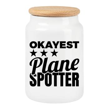 Okayest Plane Spotter - Cookie Jar with Wooden Lid - white - Front