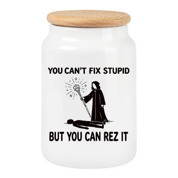 You Can't Fix Stupid – Wizard Heiler Design - Keksdose mit Holzdeckel - Weiß - Vorne