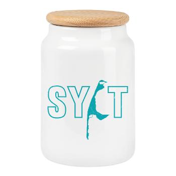 North Sea Holiday STRESS SYLT Funny - Cookie Jar with Wooden Lid - white - Front